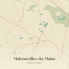 Fototapeta premium Vintage map of Maisoncelles-du-Maine, France.