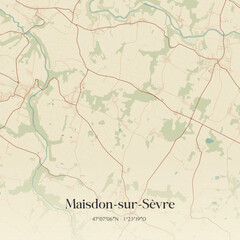 Fototapeta premium Vintage map of Maisdon-sur-Sèvre, France.