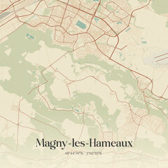 Obraz premium Vintage map of Magny-les-Hameaux, France.