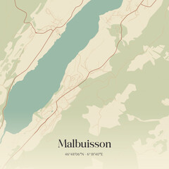 Obraz premium Vintage map of Malbuisson, France.