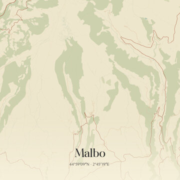 Vintage map of Malbo, France.