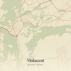 Obraz premium Vintage map of Malauzat, France.