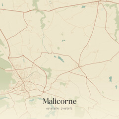 Obraz premium Vintage map of Malicorne, France.