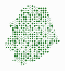 Niue, shape of the country built of colored cells. Digital style map of Niue on white background. Large size circle blocks. Amazing vector illustration.