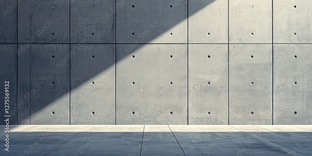 Poster smooth grey concrete wall background with soft shadows, featuring even textures and light gradients,