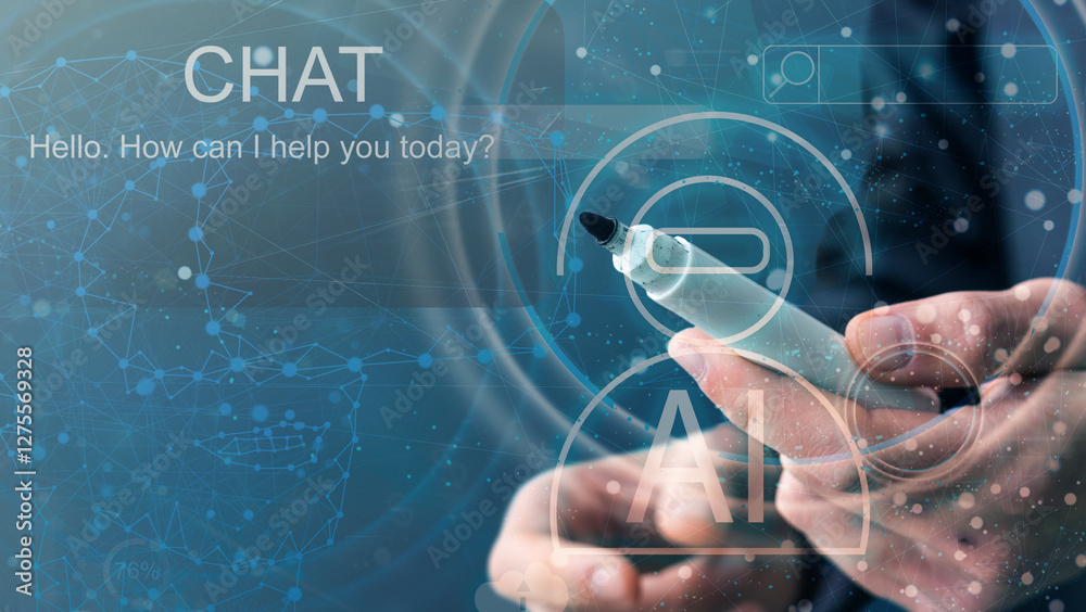 Poster digital chatbot are assistant conversation for provide access to data growth of business in online n
