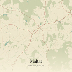 Fototapeta premium Vintage map of Maltat, France.