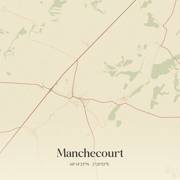 Vintage map of Manchecourt, France.