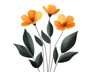 Fototapeta premium Vivid Illustration of a Wildflower Plant: Celebrating Nature's Beauty with Intricate Petals and Leaves in a Free, Untamed Setting