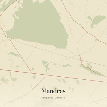 Vintage map of Mandres, France.