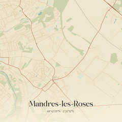 Obraz premium Vintage map of Mandres-les-Roses, France.