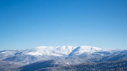 Snow capped mountains under a clear blue sky