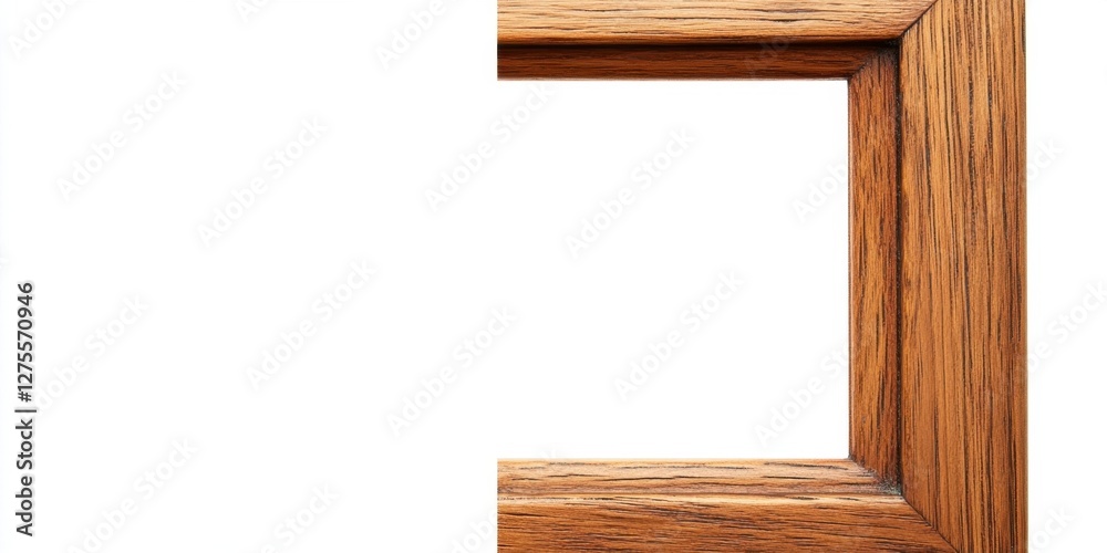 Poster a wooden picture frame in rich brown tones on a white background positioned centrally creating a cle
