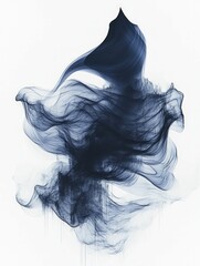 Fototapeta premium Abstract dark blue swirls, ethereal texture, white background