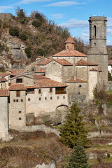 Picturesque medieval catalonian village of Rupit. Barcelona. Spain