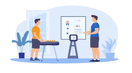 Personal Trainer Assisting Client in Weight Training Session