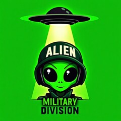 Alien military division graphic design, UFO invasion concept.