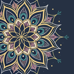 Mandala: A stunning mandala design features intricate patterns and vibrant colors in a mesmerizing display of symmetry and balance.