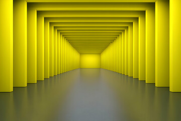 Fototapeta premium Abstract 3D Yellow Corridor