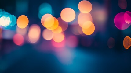 Abstract Night Lights Bokeh Colorful Blurred Background