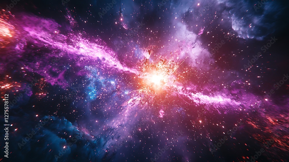 Aufkleber Cosmic explosion in deep space. Colorful nebulae. Possible use Scientific background