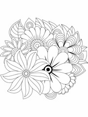 adults flowers new design . black and white background