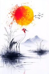 bird in the pond,generated ai