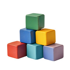 Fototapeta premium Colorful Wooden Blocks Pyramid isolated on transparent background