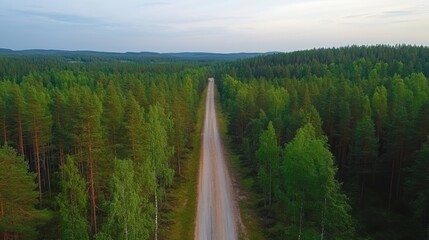 Obraz premium Discover the Lush Green Canopy: Aerial Top - Down of Finnish Rural Forest in Summer