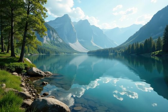 The water of Lake Viverone shines like polished copper, colors, viverone