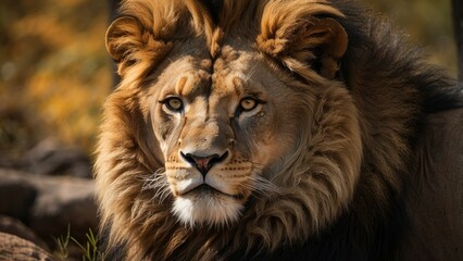 Fototapeta premium A collection of five lion heads,