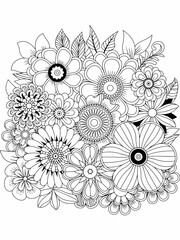 adults flowers new design . black and white background