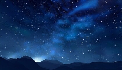 Fototapeta premium Blue night starry sky, space, background for screensaver. Generated image
