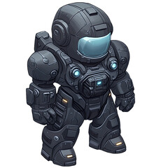 Miniature Futuristic Space Mech Illustration