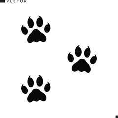 Panther paw prints silhouette. Wild animal track