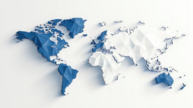 Fototapeta Low Polygonal World Map Graphic Design Illustration Global Business Concept