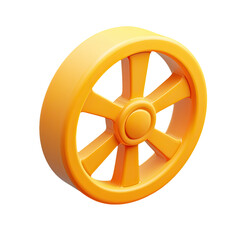 Obraz premium Vibrant Orange Wheel Design - 3D Icon Illustration