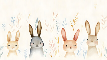 Fototapeta premium pattern with cute Easter bunnies and eggs.