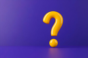 Naklejka premium 3D Yellow Question Mark Illustration