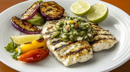 Grilled Fish with Salsa Verde and Grilled Vegetables - A Culinary Delight