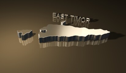 Naklejka premium Map of East Timor in 3D with golden frame for print purpose 2