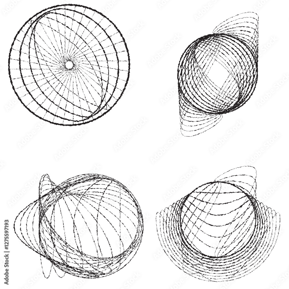 Fototapete rough lines in circle form . rotate rounded shape vector illustration .rotating circles form a ring.