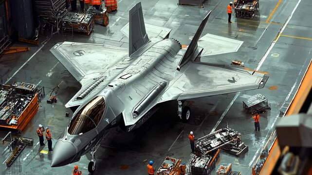 Advanced military aircraft maintenance and inspection by engineers team