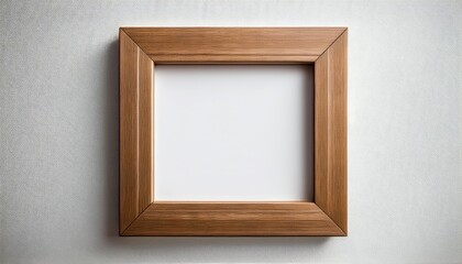 Wooden Square Photo Frame Against a White Wall Background Elegant, Minimalist, and Timeless Charm in Monochrome Simplicity