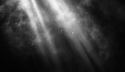 Studio light beams, dust motes, dark background, overlay effect