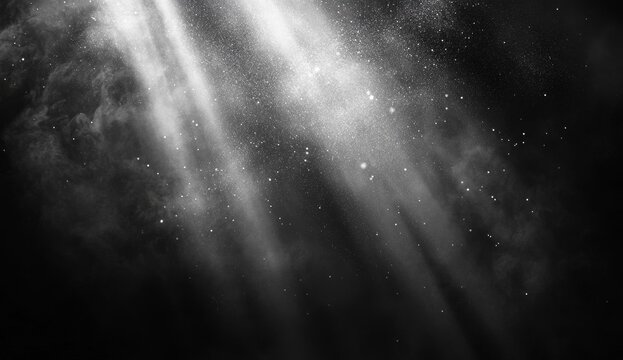 Studio light beams, dust motes, dark background, overlay effect