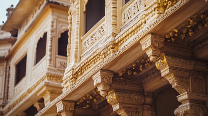 Ornate Decorative Architecture of Historic Indian Temple Exterior