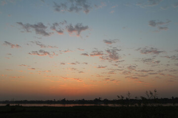Beautiful landscape Luxor with dramatic sunset sky, Egypt