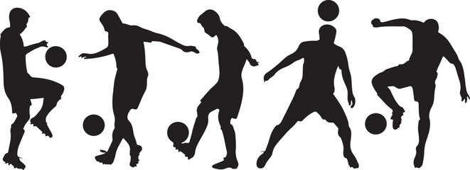 Dynamic Soccer Players in Action Silhouettes