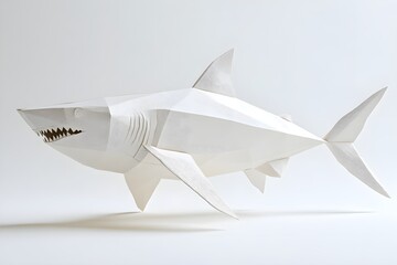 3d model of a paper origami shark